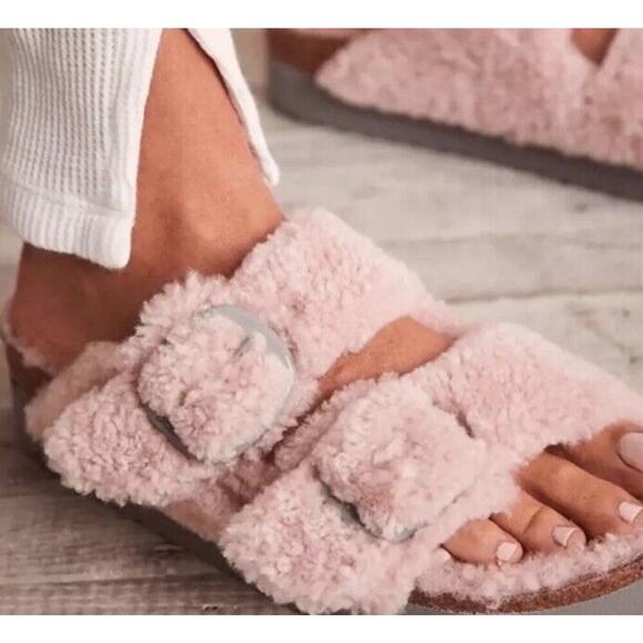 BIRKENSTOCK Papillio Teddy Crystal Rose Arizona Big Buckle Shearling 37/US 6 New - Picture 3 of 12